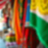 Vivid colors of Antalya market textiles