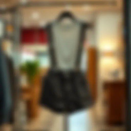 Stylish suspender shorts displayed in a fashionable setting