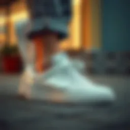 Stylish white sneaker paired with casual wear