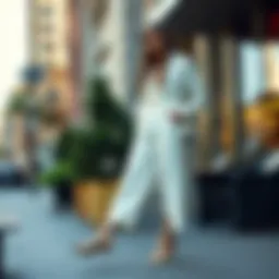 Elegant white trousers styled with modern accessories