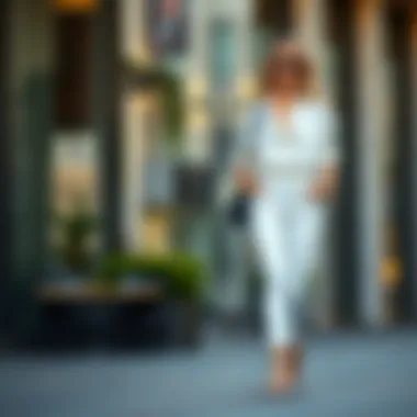 Trendy Casual Outfit with Fitted White Pants Trendy outfit featuring fitted white pants for casual settings