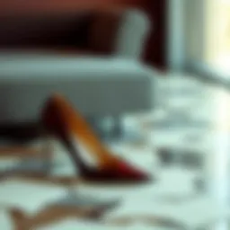 Elegant bordo heels on a stylish surface
