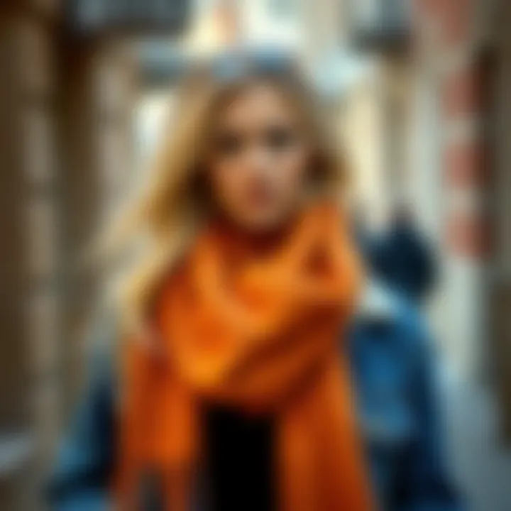 Casual outfit complemented by a wool scarf