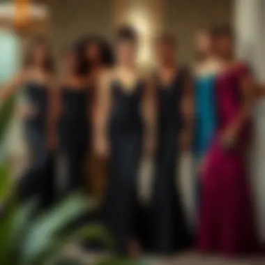 Diverse body types showcasing tailored evening gowns