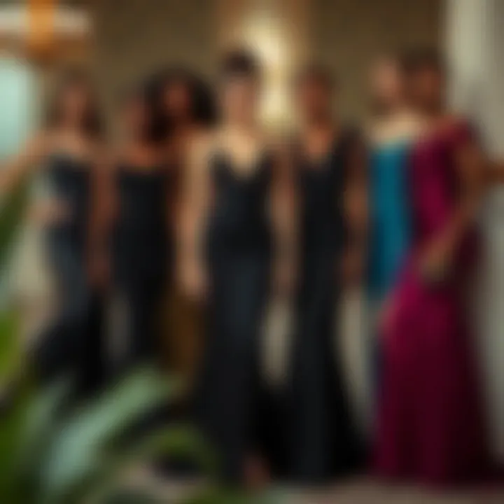Diverse body types showcasing tailored evening gowns