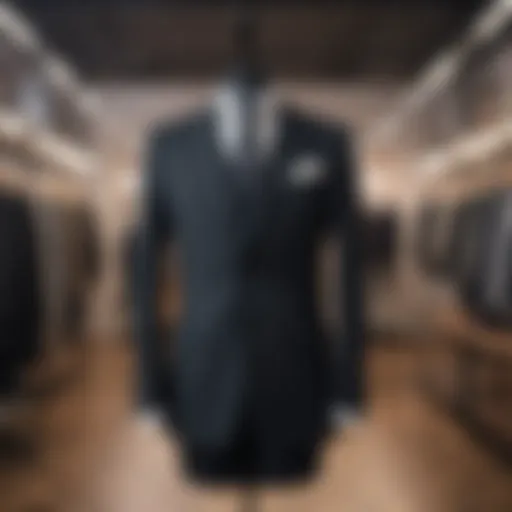 Elegant formal suit displayed on a mannequin in a boutique