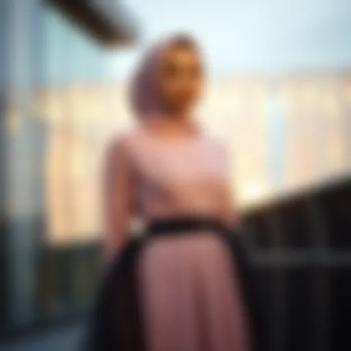 Elegant hijab evening gown in soft pastels