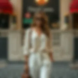 Elegant outfit featuring linen white pants styled with a chic top