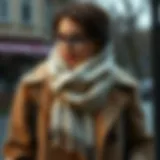Elegant wool scarf draped over a stylish coat