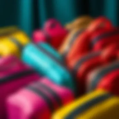 Versatile Colorful Collection An array of zippered bags in different colors and materials, demonstrating their versatility.