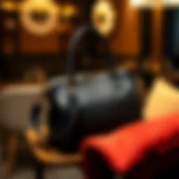 A stylish zippered bag displayed in an elegant setting, showcasing its design and functionality.