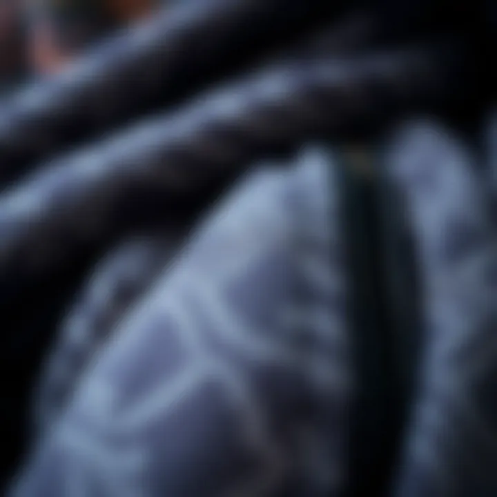 Close-up of fabric texture of a zipped scarf