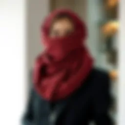 Stylish zipped scarf displayed elegantly