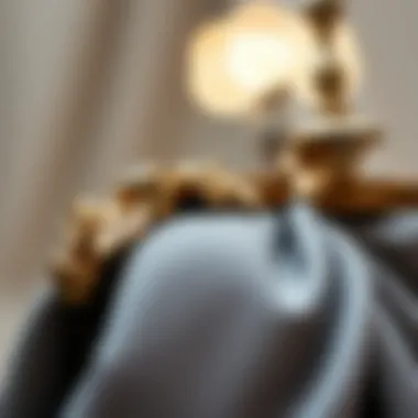 Close-up of grey evening bag detailing