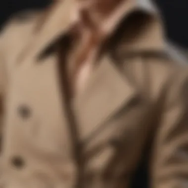 Close-up of trench coat fabric highlighting texture and quality