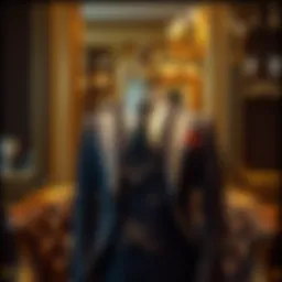 Elegant James Bond suit displayed in a luxurious setting