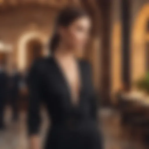 Elegant black jumpsuit worn at a chic event