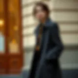 Elegant long trench coat draped over a stylish outfit