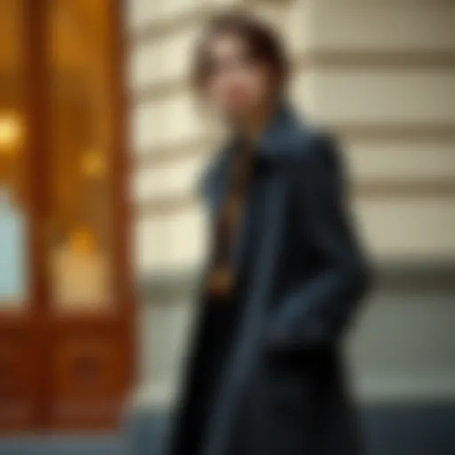 Elegant long trench coat draped over a stylish outfit
