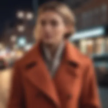 Urban Fashion with Cashmere Fashionable woman confidently wearing a cashmere coat in an urban setting