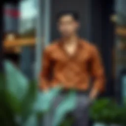 Stylish brown shirt showcasing modern design elements