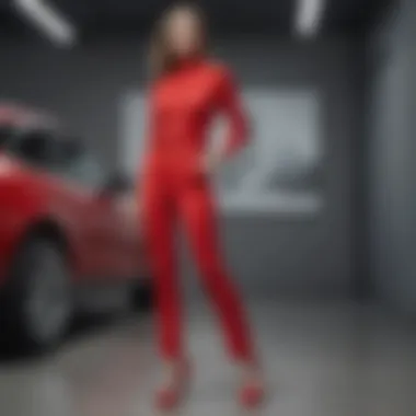 Modern Interpretation of Red Trousers Vibrant red trousers showcased in a contemporary setting