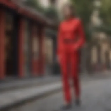 Cultural Heritage of Red Trousers Traditional red trousers displayed in cultural context