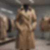 An elegant Kiğılı trench coat displayed on a mannequin in a chic boutique.