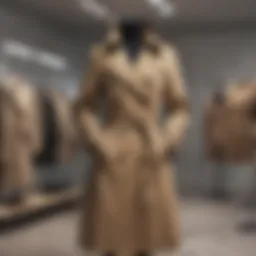 An elegant Kiğılı trench coat displayed on a mannequin in a chic boutique.