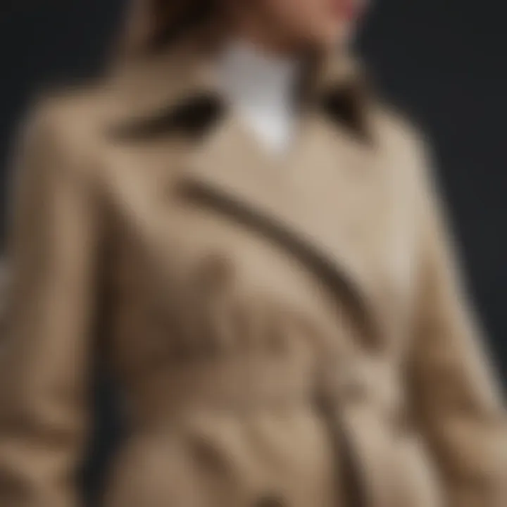 A close-up of the fabric texture of a Kiğılı trench coat, highlighting its quality.