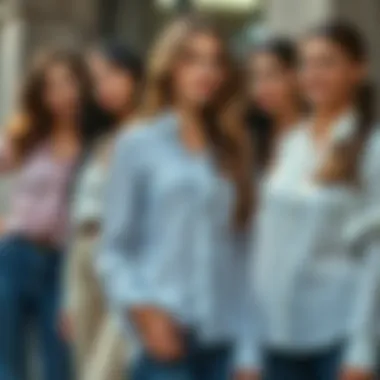 Different body types wearing knotted sleeve shirts