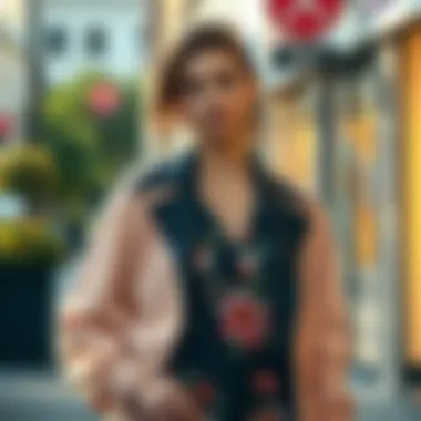 Stylish layering with a collared crop jacket and summer dress