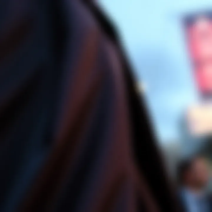 Close-up of luxurious fabric used in modern coats