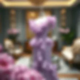 Elegant lilac ruffled dress displayed in a stylish setting