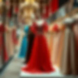 Elegant evening gown display