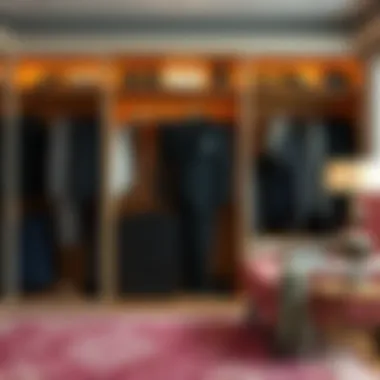 A luxurious wardrobe showcasing high-quality fabrics and tailored pieces.