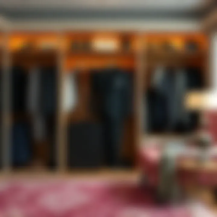 A luxurious wardrobe showcasing high-quality fabrics and tailored pieces.