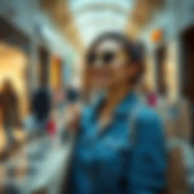 A shopper enjoying the outlet shopping experience
