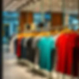 Stylish outlet t-shirts displayed in an elegant setting