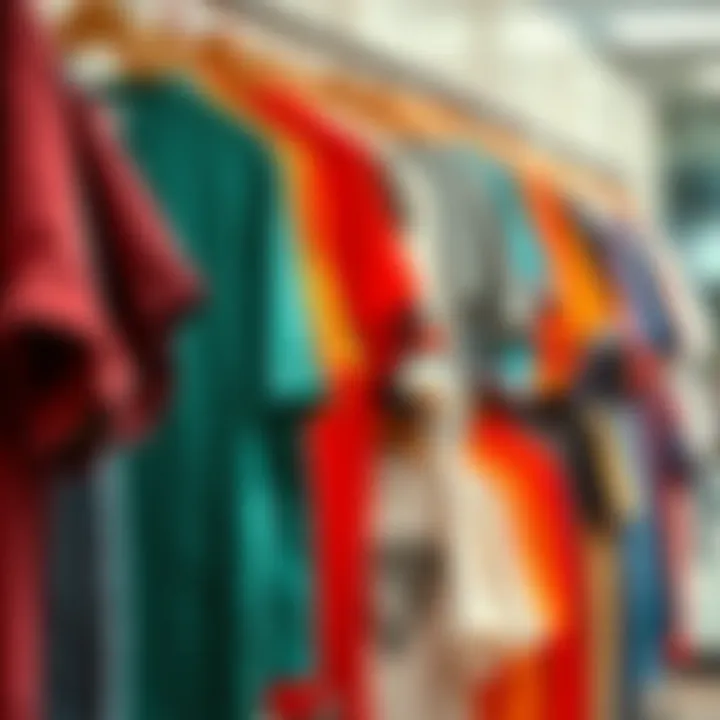 Variety of outlet t-shirts in vibrant colors and designs