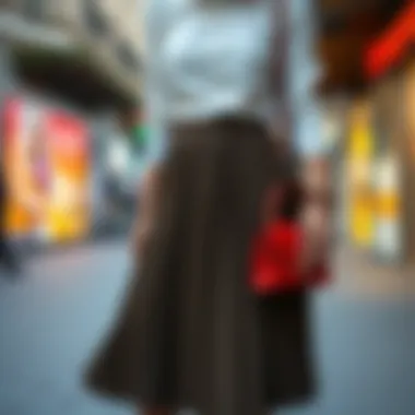 A fashionable pleated skirt outfit paired with trendy accessories