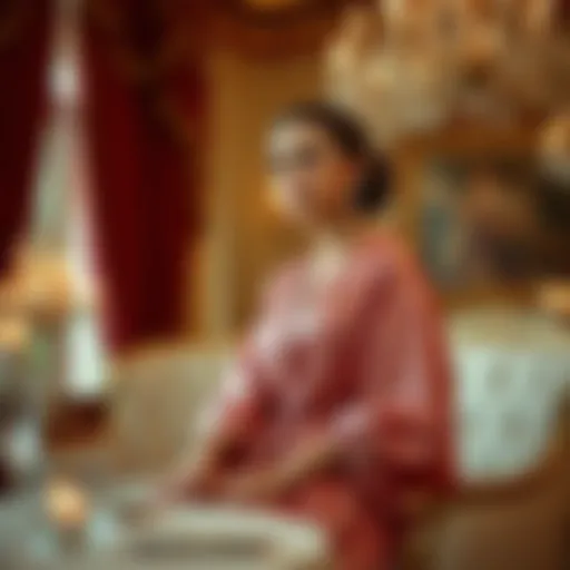 Elegant robe soiree showcased in an opulent setting