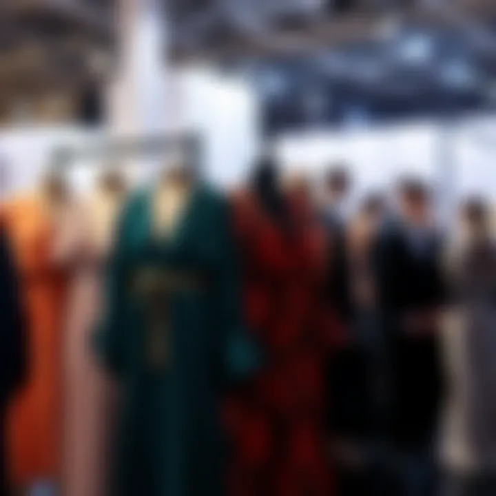 Different types of robe soiree on display at a fashion event