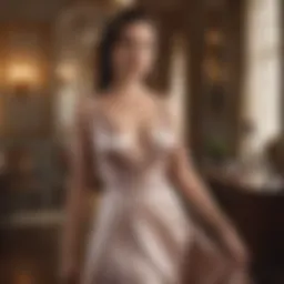 Elegant satin dress in a serene setting