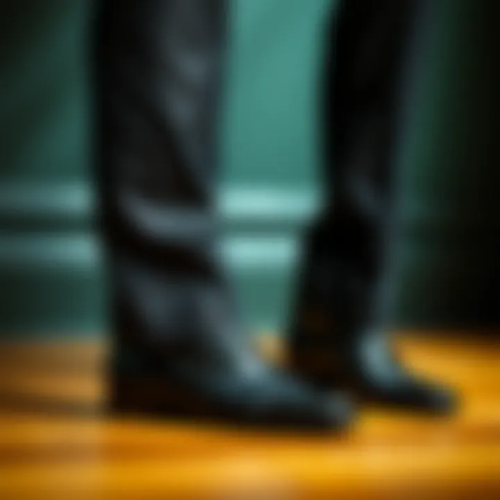 Classic black suit paired with stylish shoes