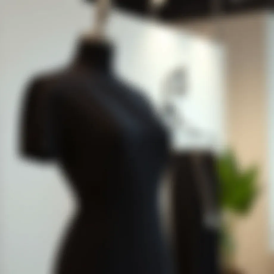 Elegant black pencil dress on a mannequin