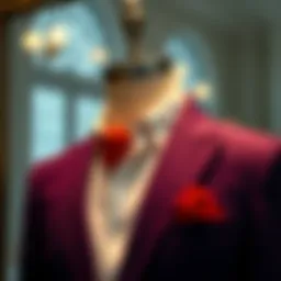 A stylish suit hanging elegantly on a tailored mannequin