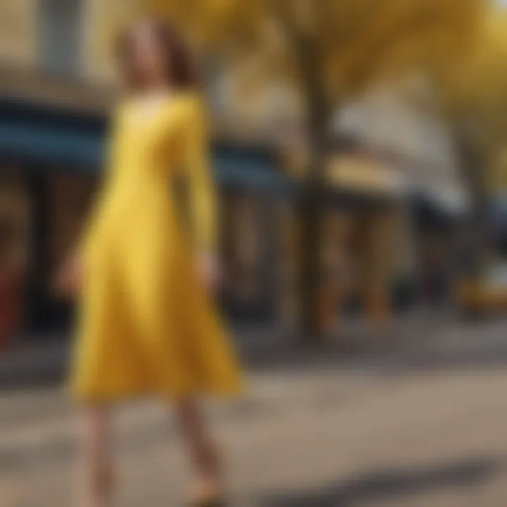 Trendy yellow dress reflecting seasonal fashion.