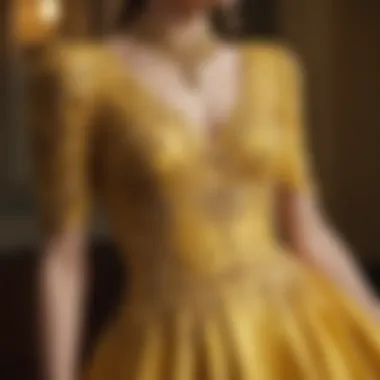 Intricacies of Elegant Yellow Dress Design Elegant yellow dress design showcasing intricate details.